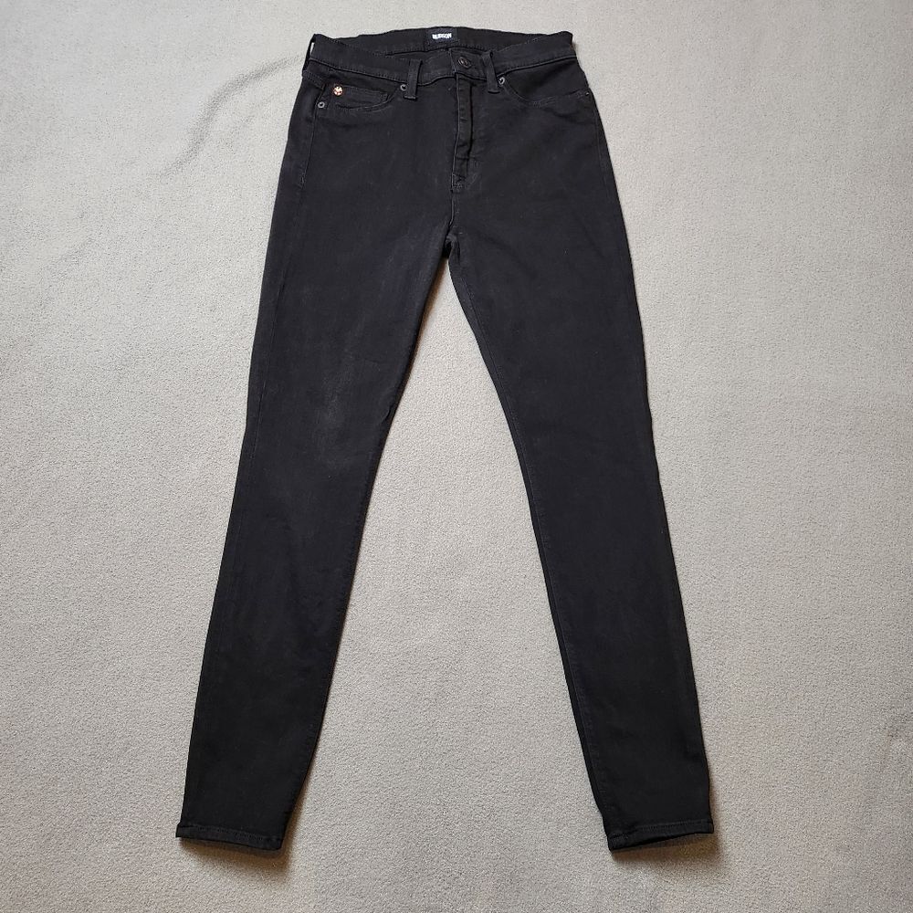 Hudson High Waisted Rise Super Skinny Black Jeans Barbara Stretchy Casual Basic